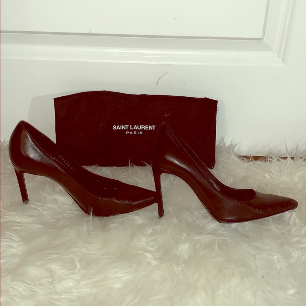 YSL saint laurent Paris black leather heels